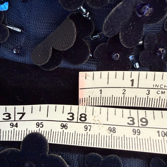 Mac Duggal Tea Length Gown, Midnight Blue sz 14 - Picture 5 of 9